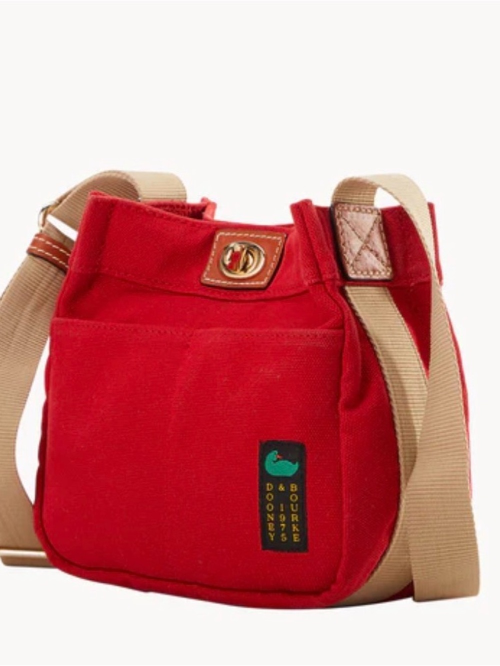 Dooney & Bourke Red Canvas Crossbody with Tan Strap - Picture 9 of 9
